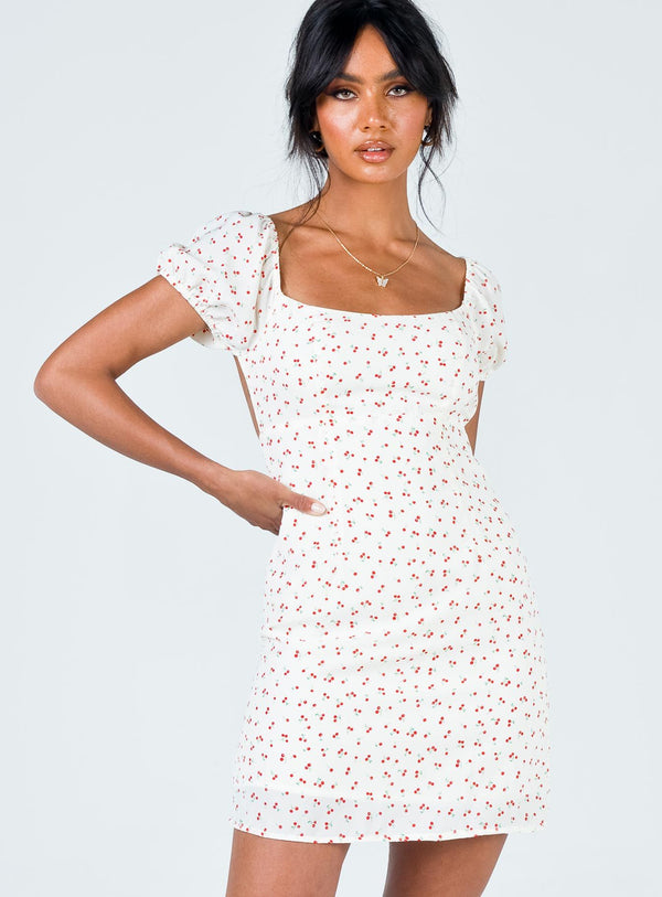 Cherry Mini Dress White